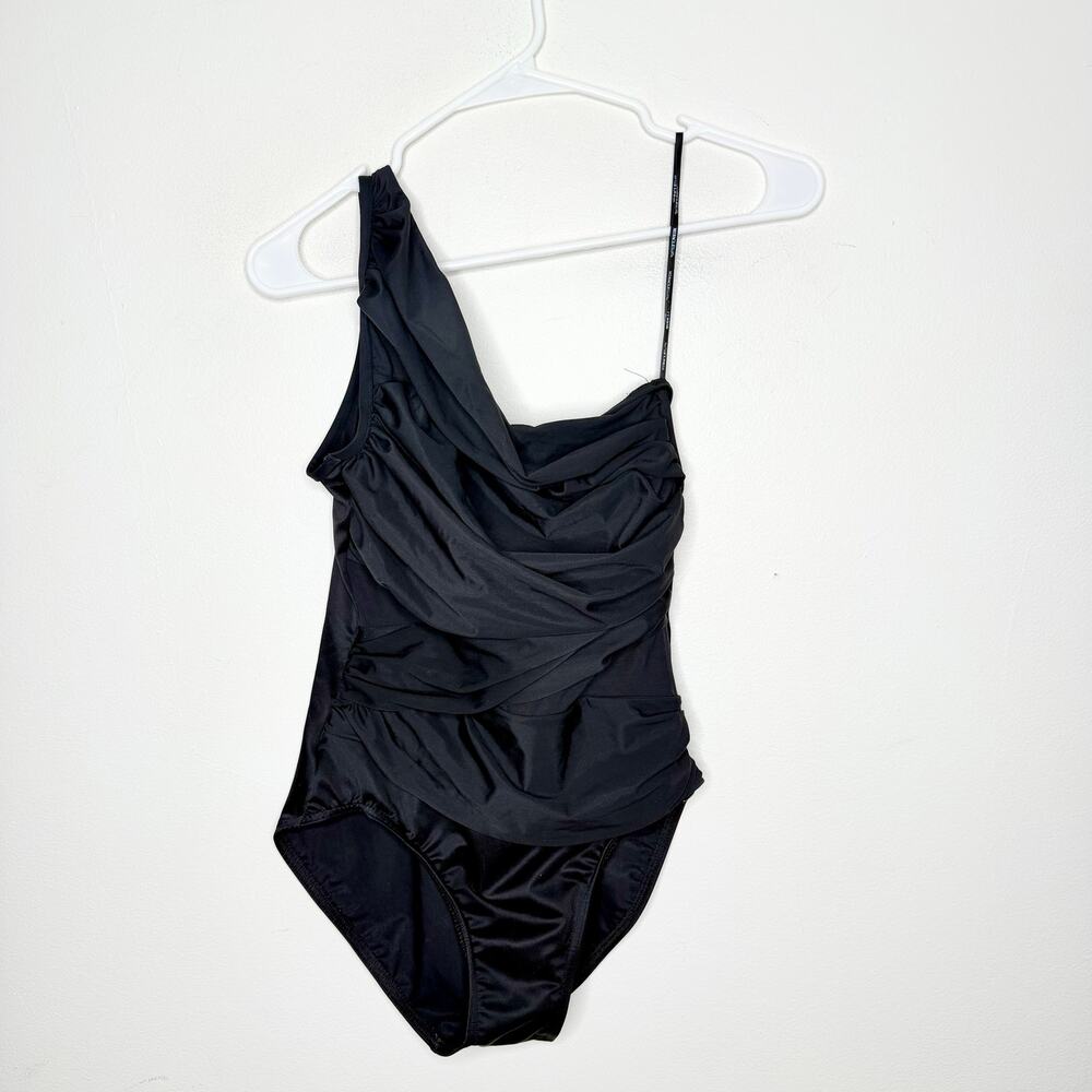 Miraclesuit Black One Shoulder Ruched One Piece Swimsuit 8